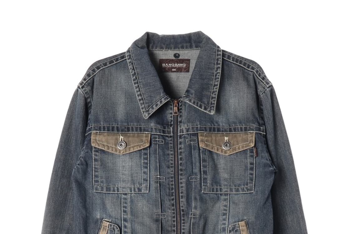 뱅뱅 빈티지 배색 포인트 워싱 데님 자켓 L 상품이미지3