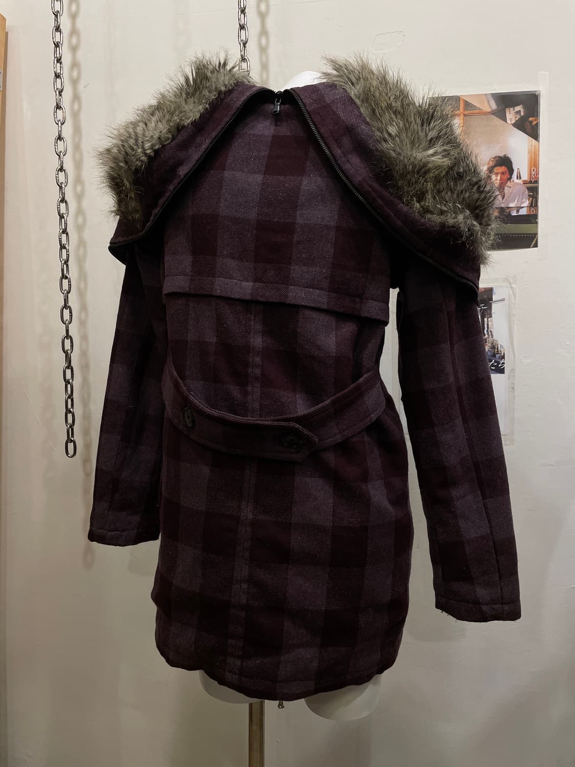 diesel 디젤 지퍼 후드 체크패턴 딥 퍼플 코트 상품이미지2