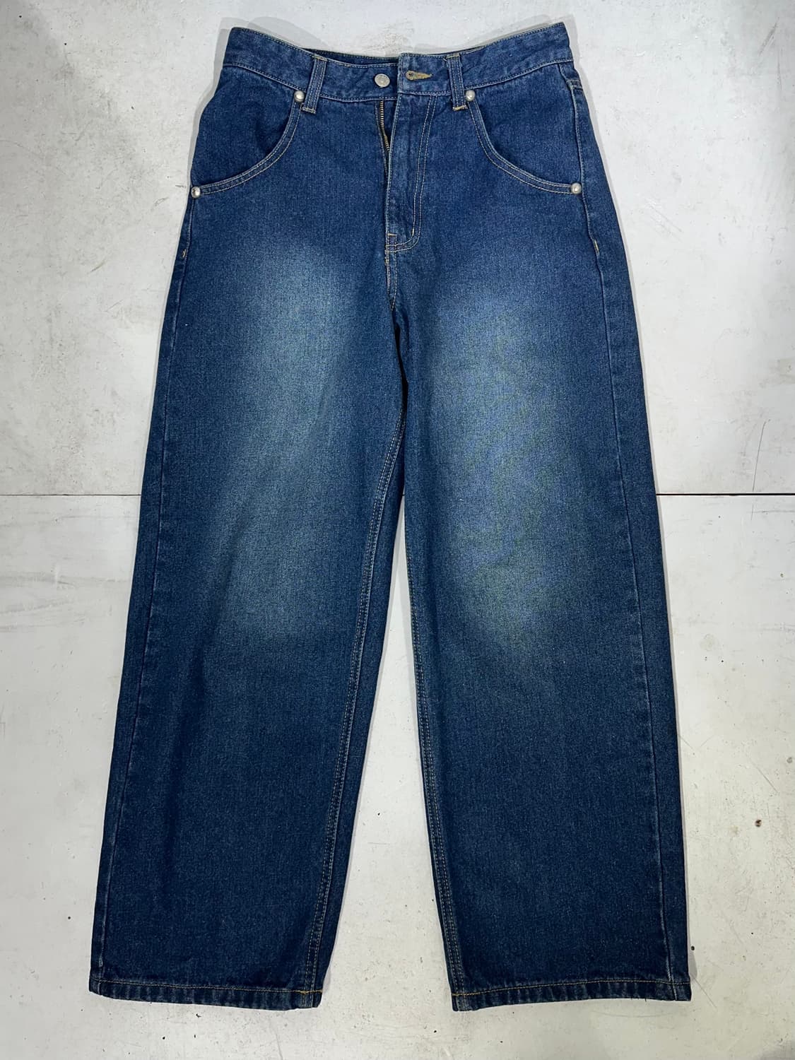 빈티지 진청 와이드 힙합 새깅 백 프린팅 데님 팬츠 청바지  상품이미지5