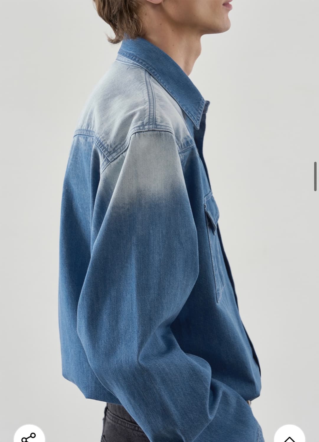 (새상품)(L) 드로우핏 워시드 웨스턴 데님 셔츠 MIDDLE BLUE 상품이미지7