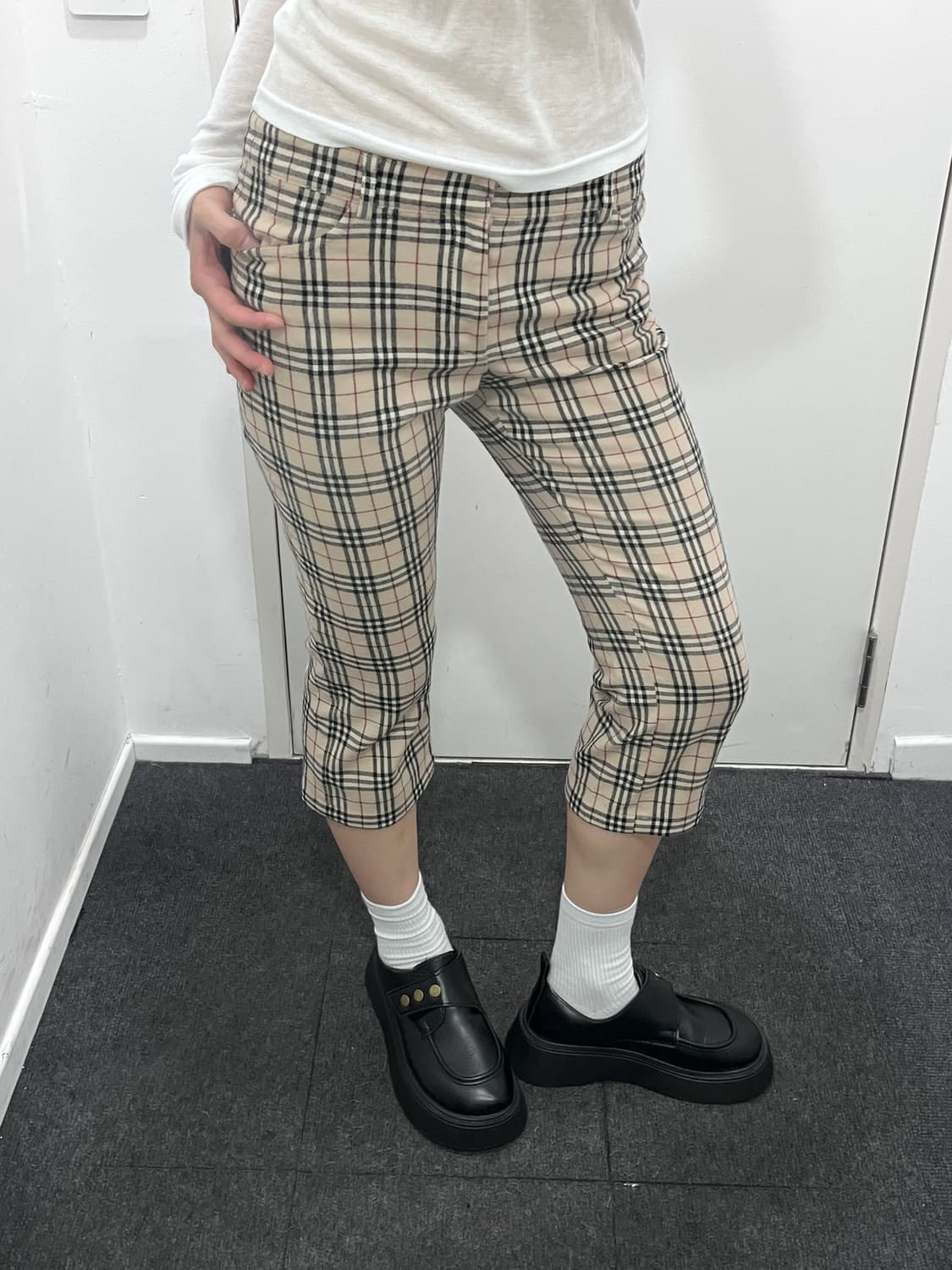 버버리 베이지 노바체크 카프리 팬츠 바지 상품이미지1