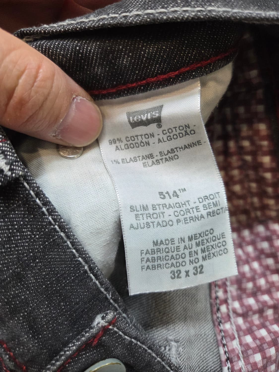 리바이스 빈티지 슬림 스트레이트 514 데님 흑청 팬츠 31 상품이미지5