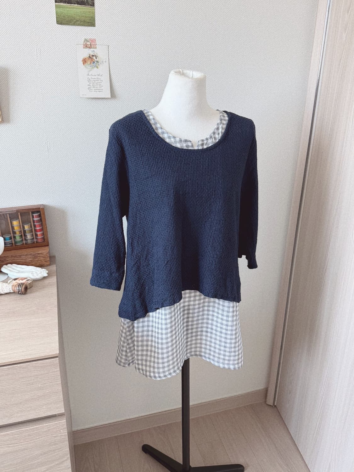 레이어드 니트+블라우스 상품이미지2