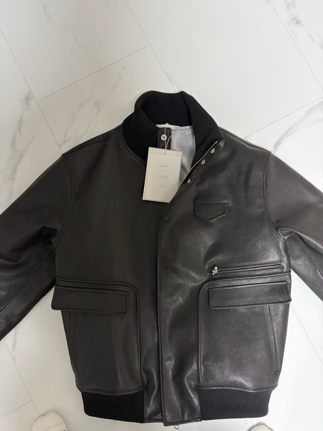HIGH NECK LEATHER JACKET 상품이미지3