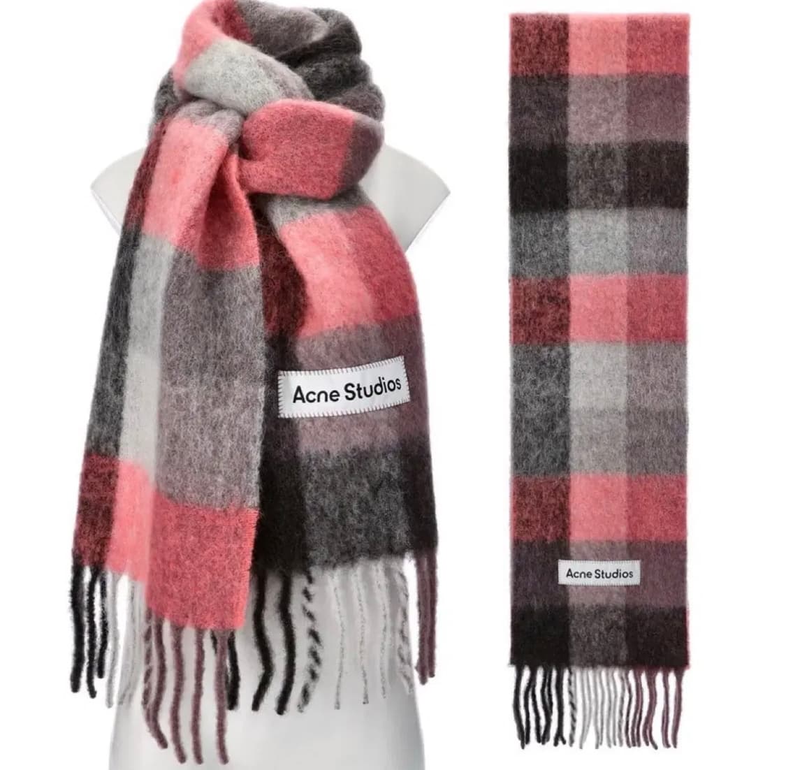 아크네스튜디오 모헤어 체크 머플러 핑크 상품이미지1