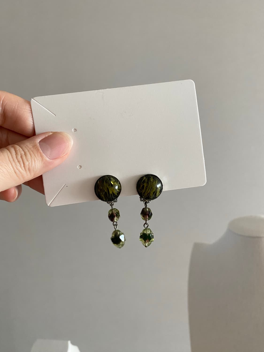 귀찌 빈티지 그린톤 드롭 귀걸이 상품이미지1