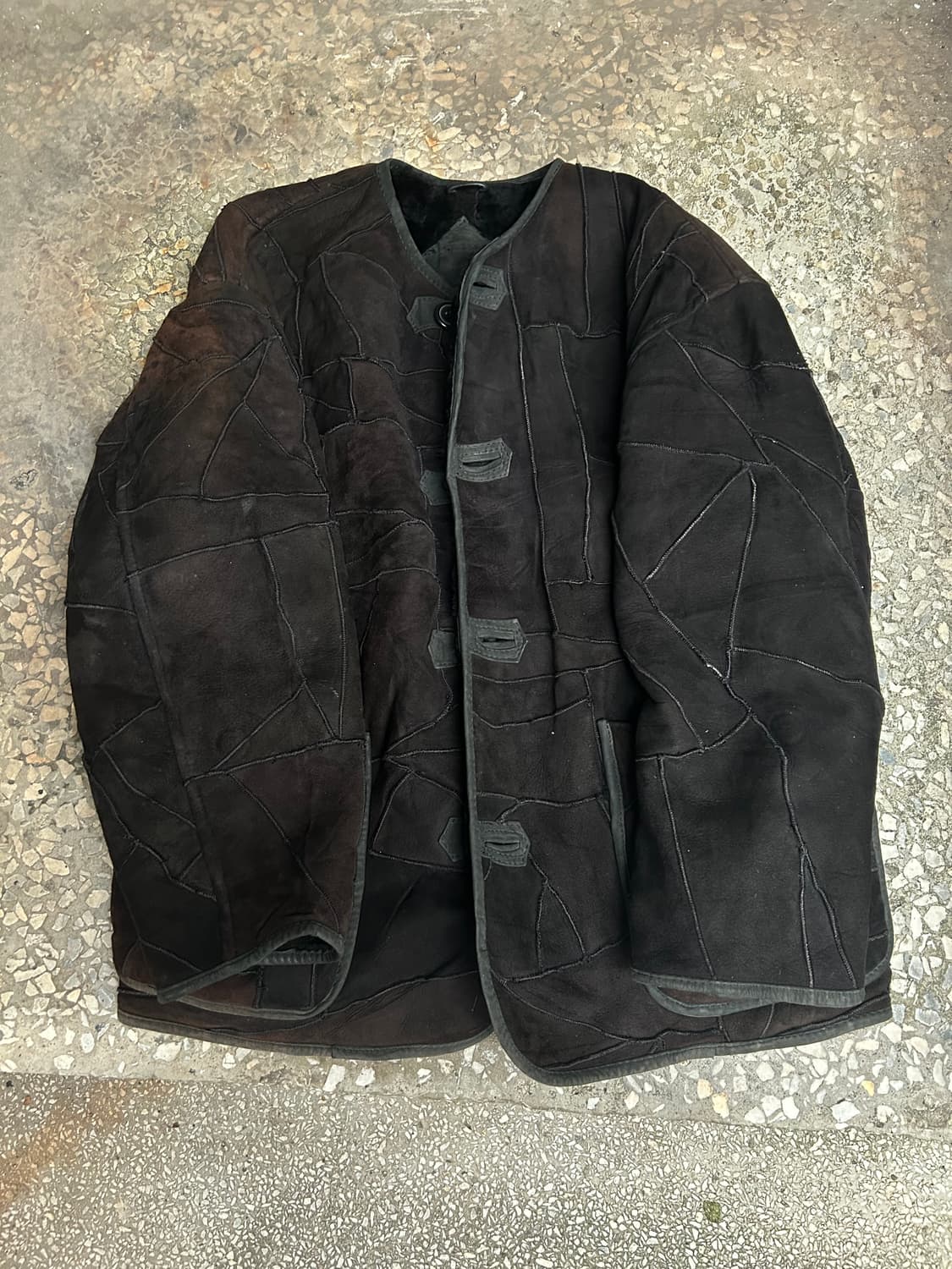 1980s issey miyake 레더 시어링 블랙 자켓 상품이미지2