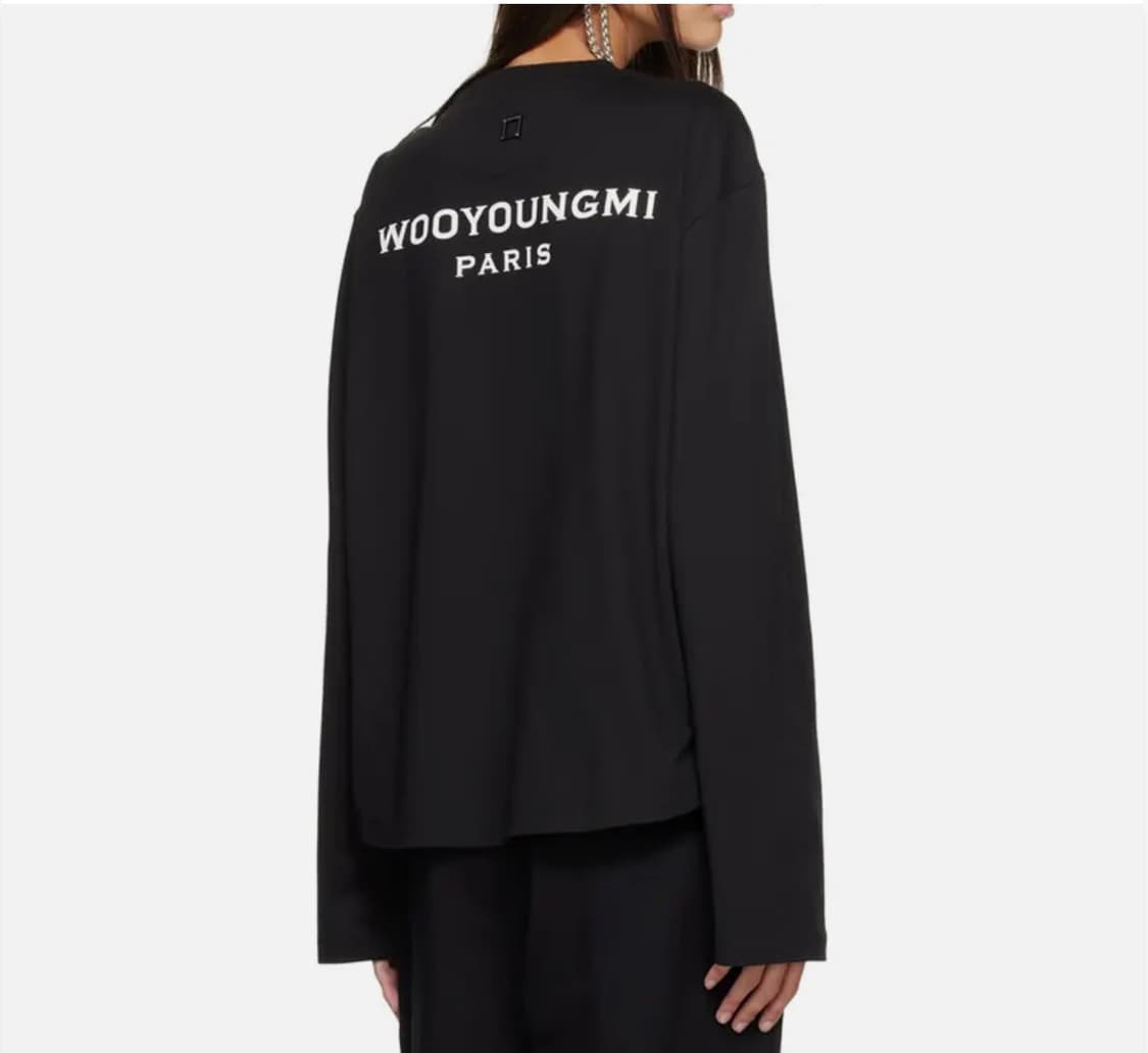 WOOYOUNGMI 우영미 여성 롱슬리브 백로고 티셔츠 블랙 상품이미지9
