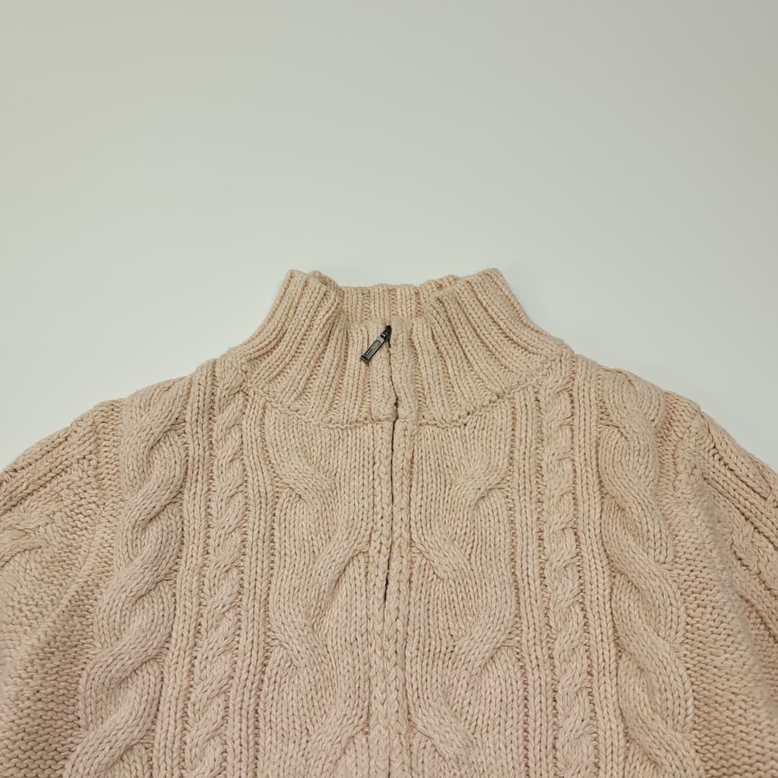 CL204 M 엘엘빈 코튼 케이블 오트밀 풀집업 니트 스웨터 상품이미지2