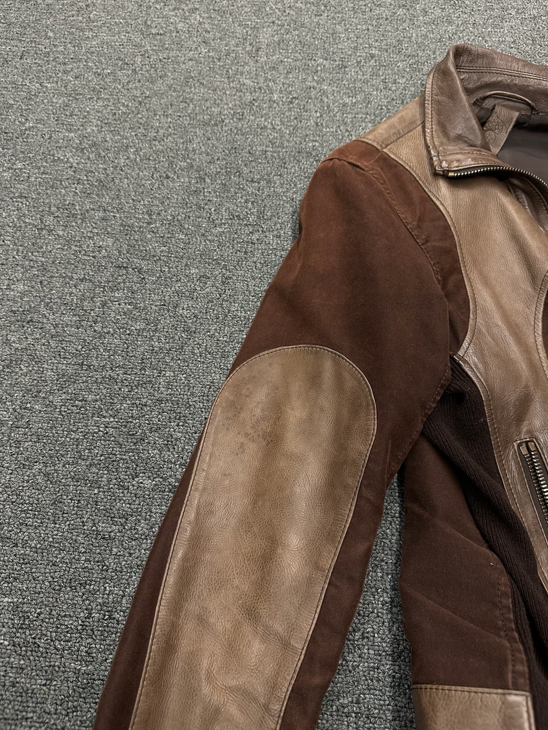 재패니즈 빈티지 니트 가죽자켓 브라운 상품이미지4