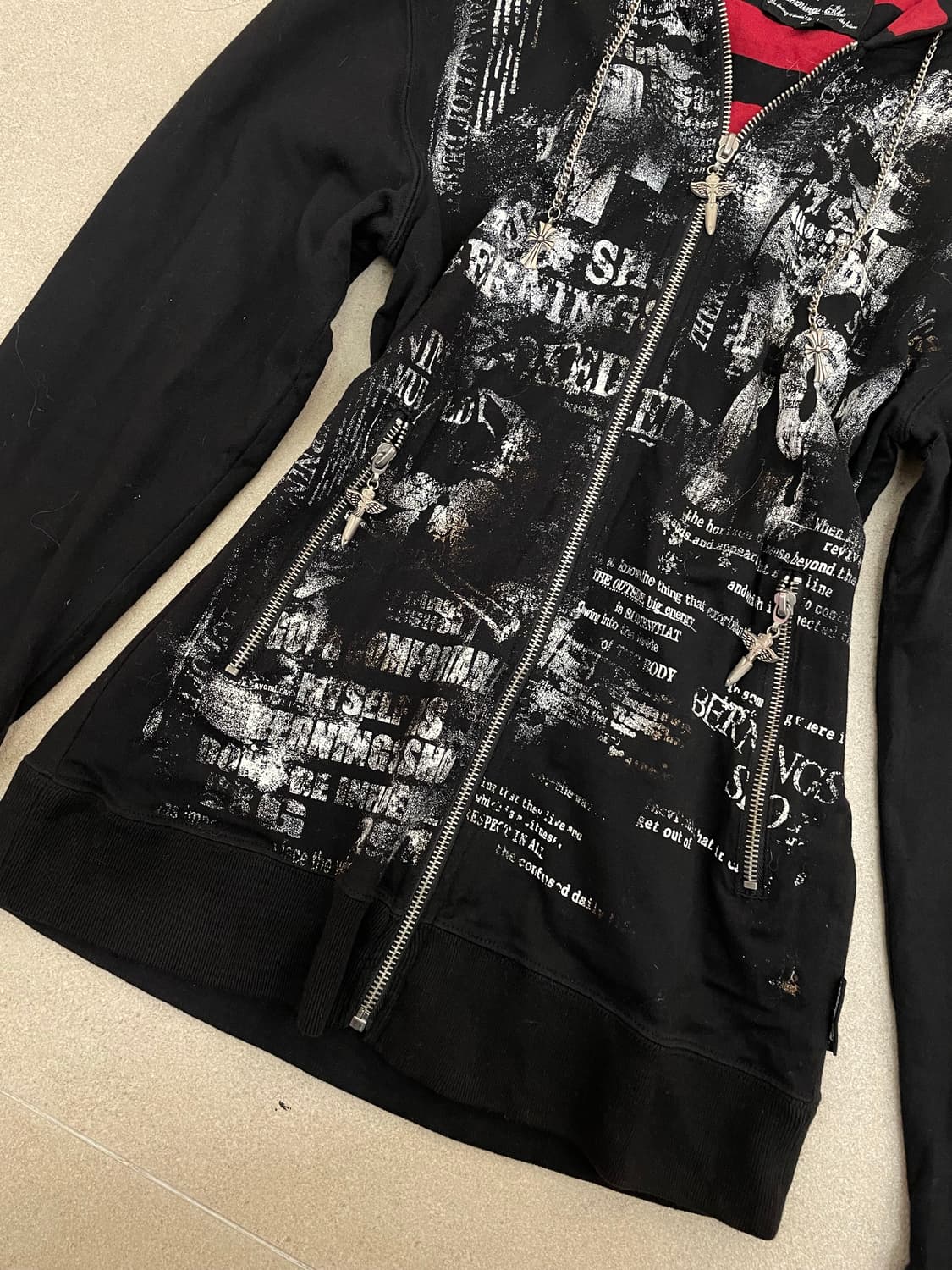 펑크 프린틴 크로스 체인 후드집업 상품이미지3