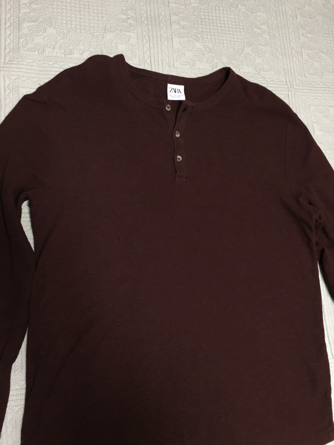 자라 헨리넥 긴팔티 버건디 상품이미지1