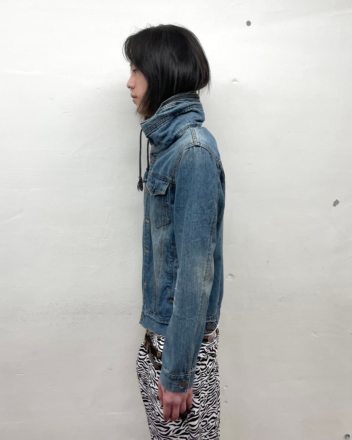 neck zipper high-neck denim jacket  상품이미지3