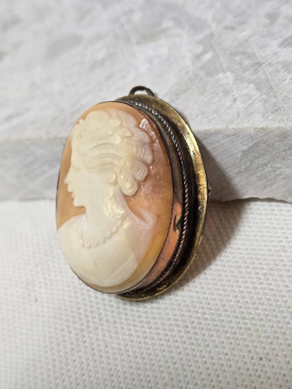 1920s 프랑스 아르데코 800실버 쉘 카메오 브로치 · 펜던트 상품이미지2