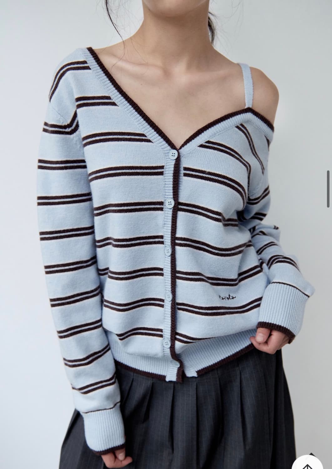 로라로라 스트라이프 오프숄더 가디건 상품이미지2