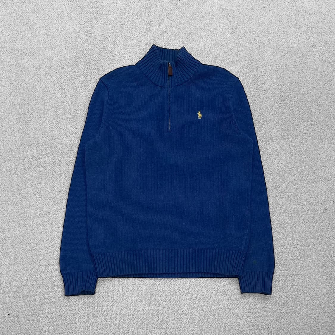 폴로 랄프로렌 포니 로고 코튼 반집업 니트 블루 상품이미지1