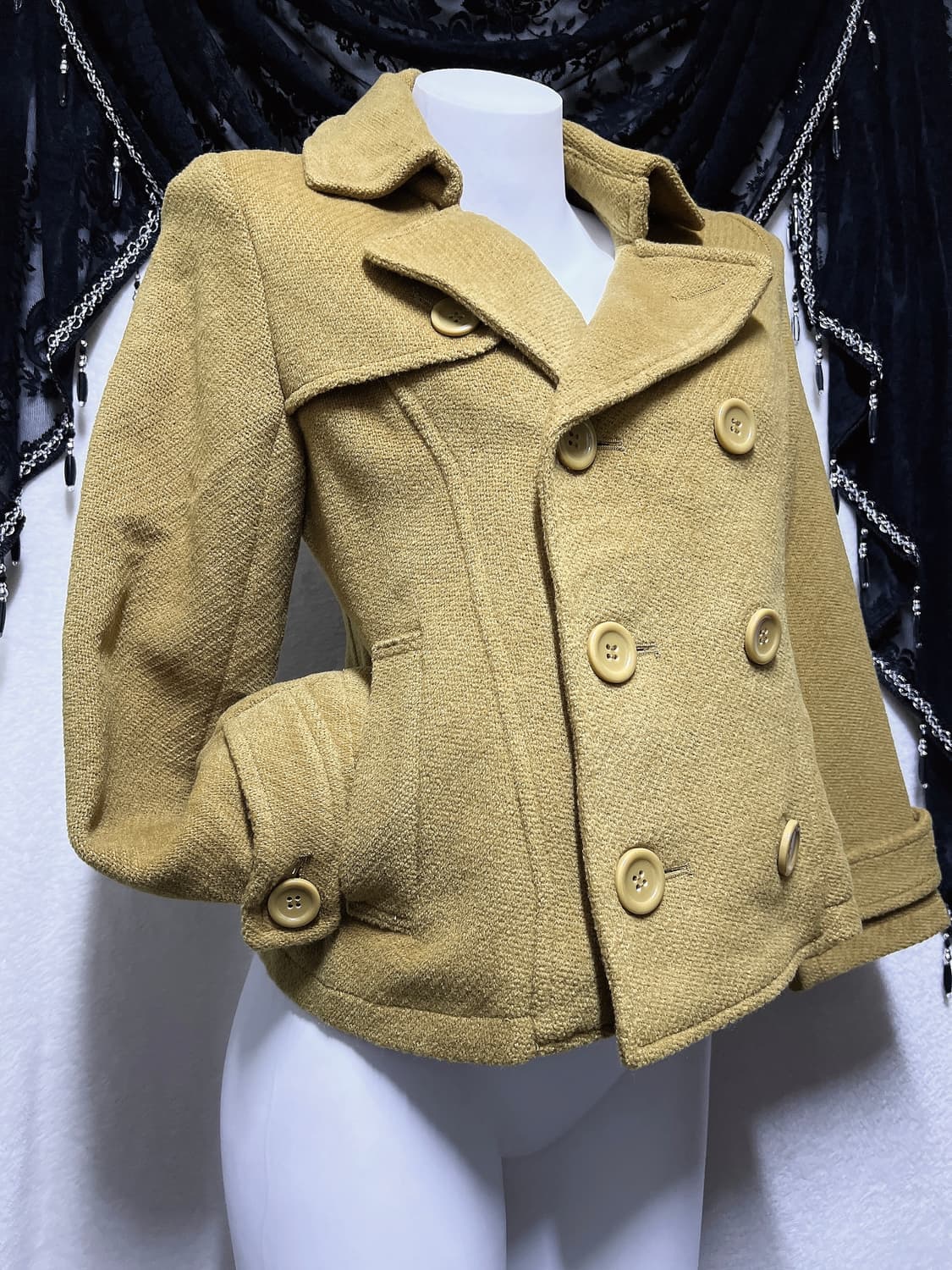 라떼갸루 로맨틱 로걀 올리브 브라운 더블버튼 울 숏코트 자켓 너드 핀터 상품이미지7