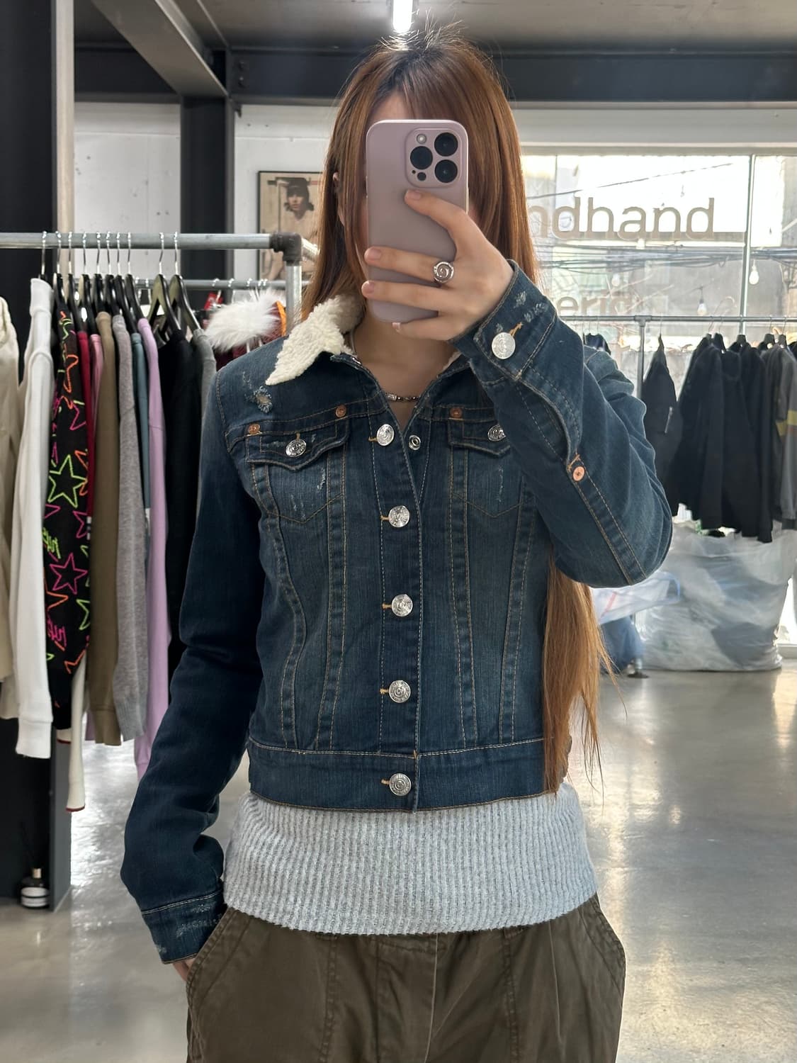 트루릴리젼 에밀리 쉐르파 양털 퍼 데님자켓 상품이미지1