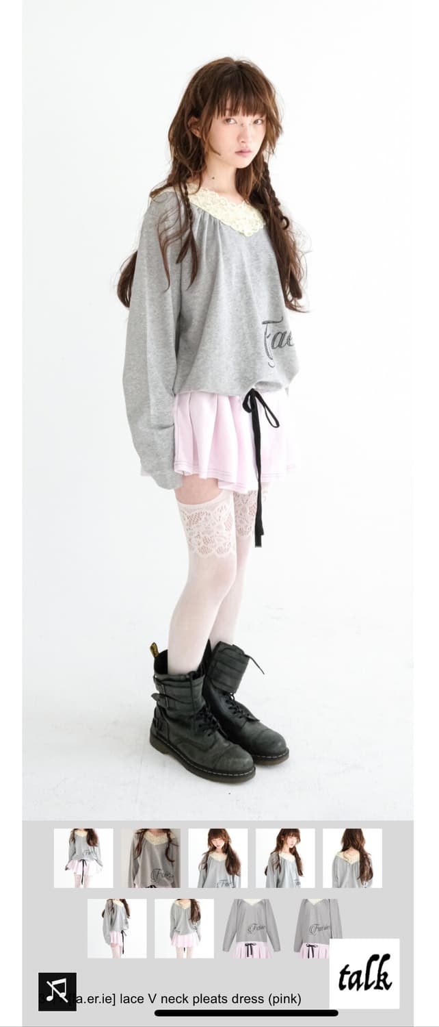 샵 페어리 lace V neck pleats dress 상품이미지2