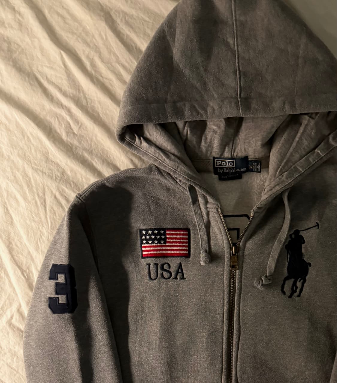 폴로 빅포니 성조기 후드집업 다크그레이 상품이미지1