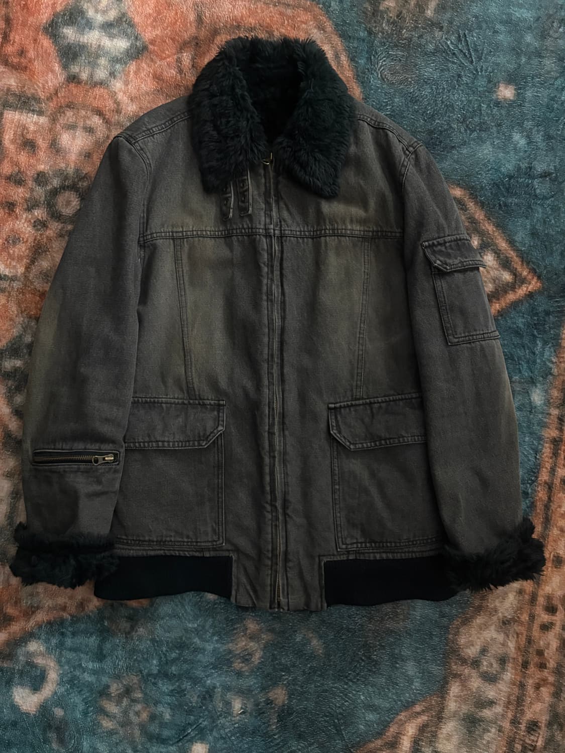 TTF✳️공용)2000’s PPFM 하이넥 데님 퍼 자켓 상품이미지1