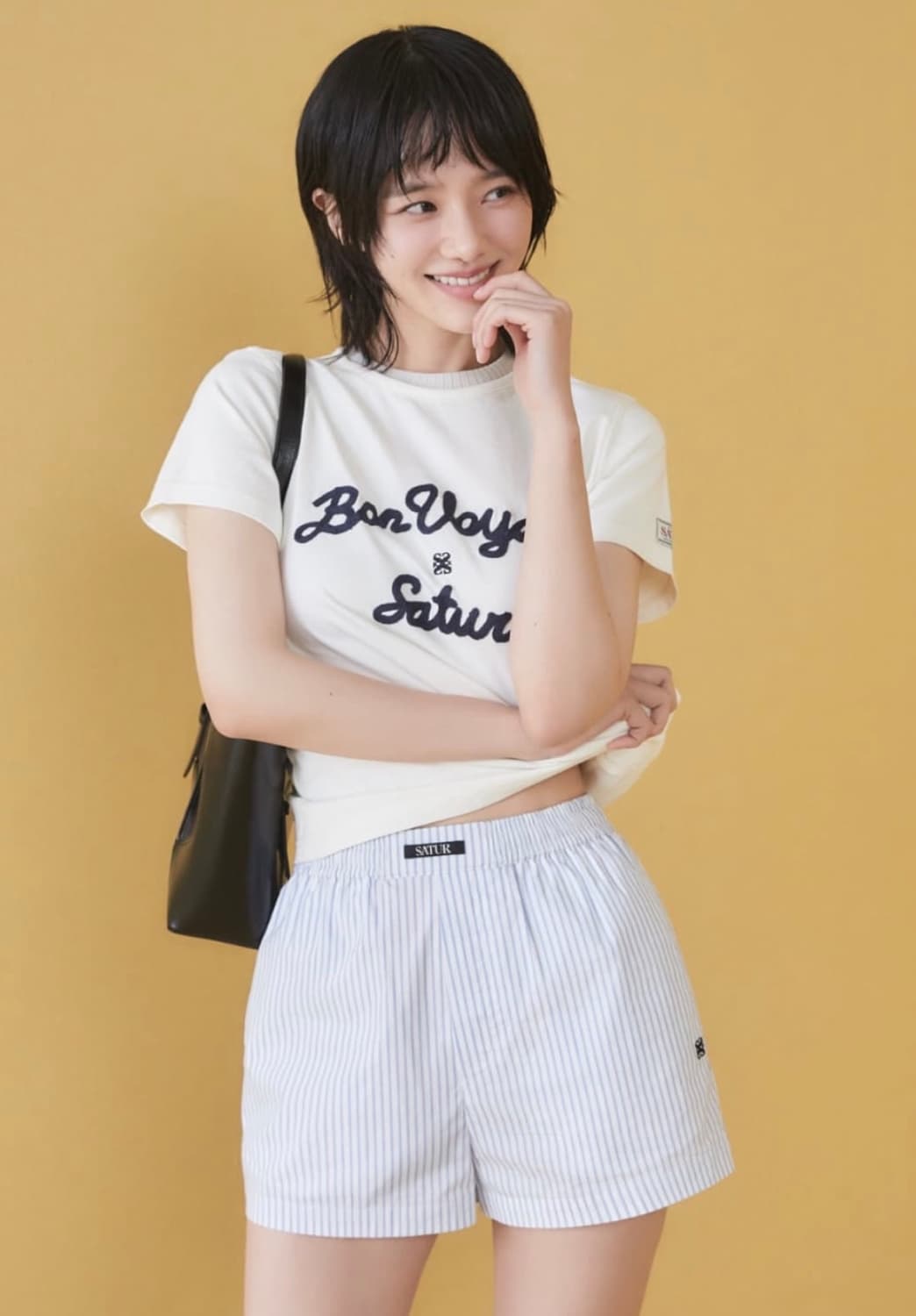 세터 로고 자수 보야지 반팔 티셔츠 리조트 아이보리 S  상품이미지5