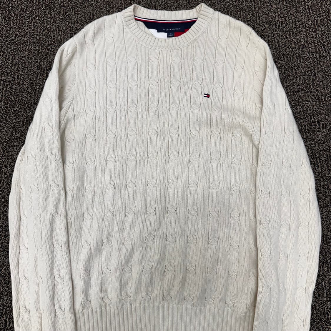타미힐피거 꽈배기 케이블 니트 아이보리 M 상품이미지2