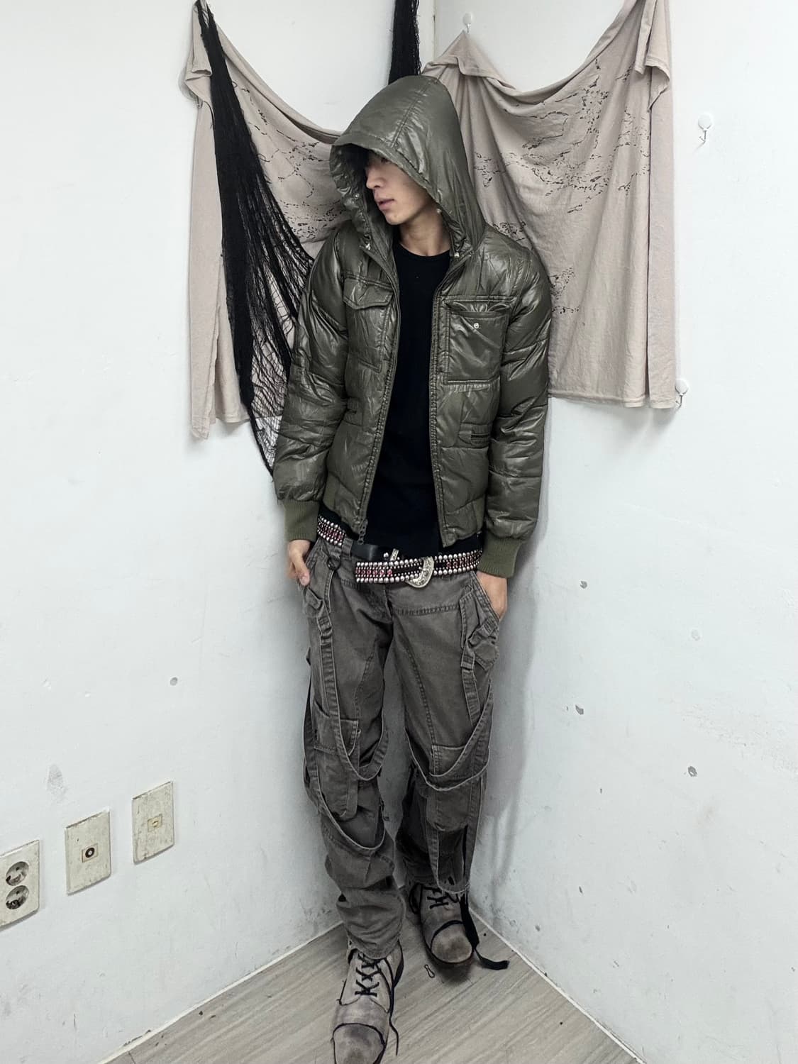 Y2K Mood Green Hoodie Down Utility Paddi 상품이미지4