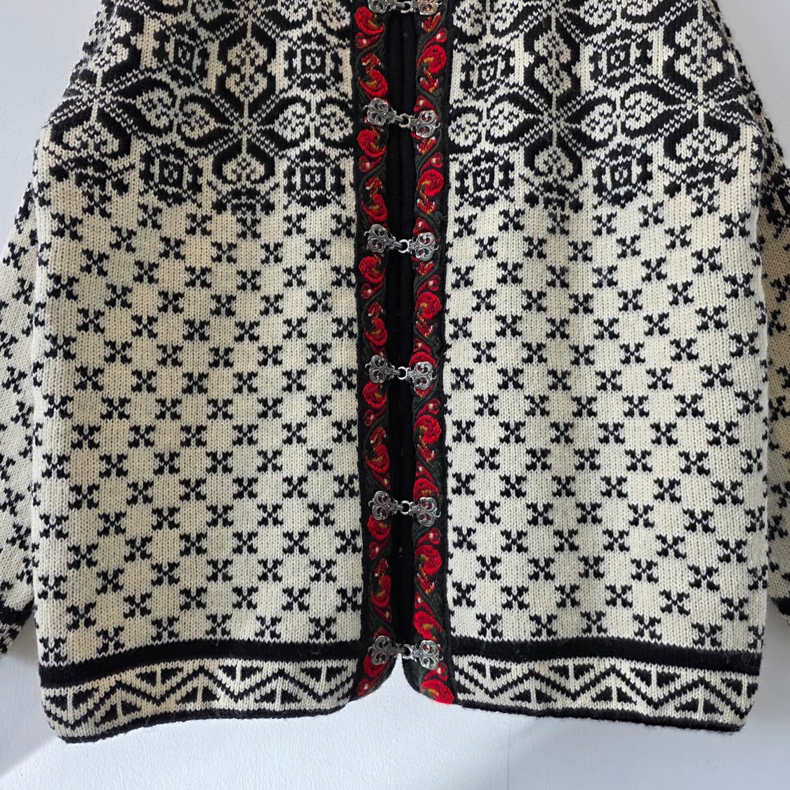 노르웨이 스예벨란드 노르딕 자수 울 100 빈티지 니트 가디건 상품이미지4