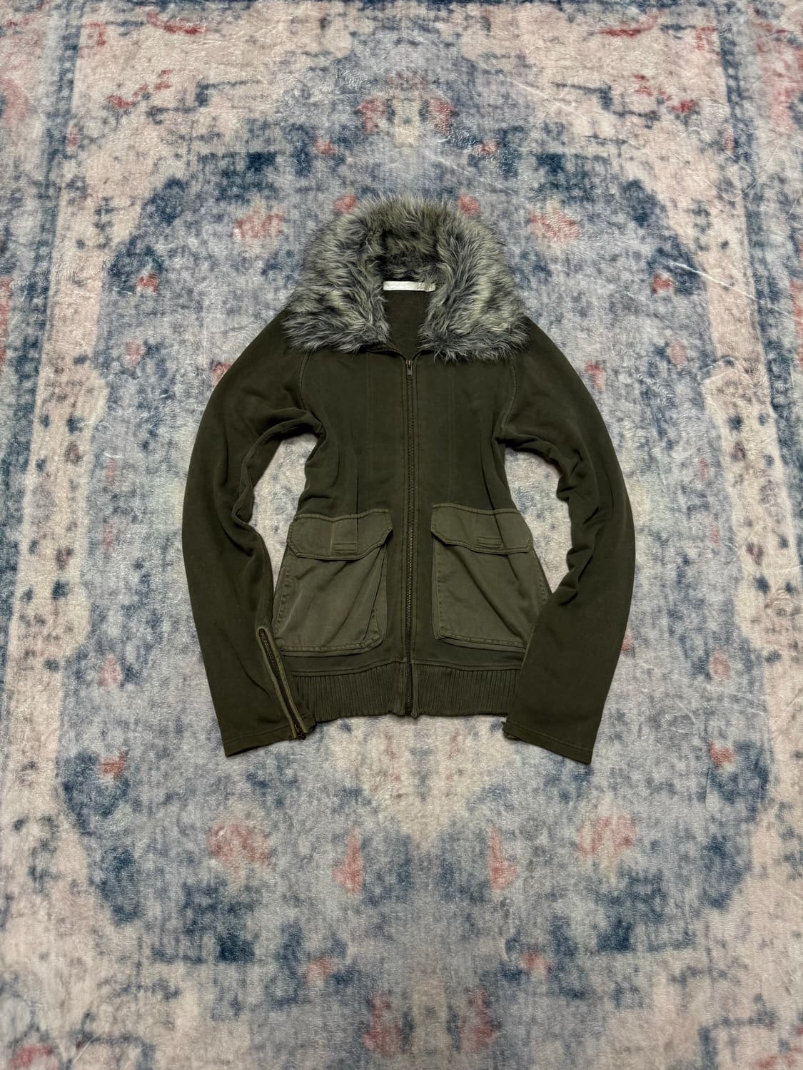 Clonedevgru trimming fur military zip up 상품이미지2
