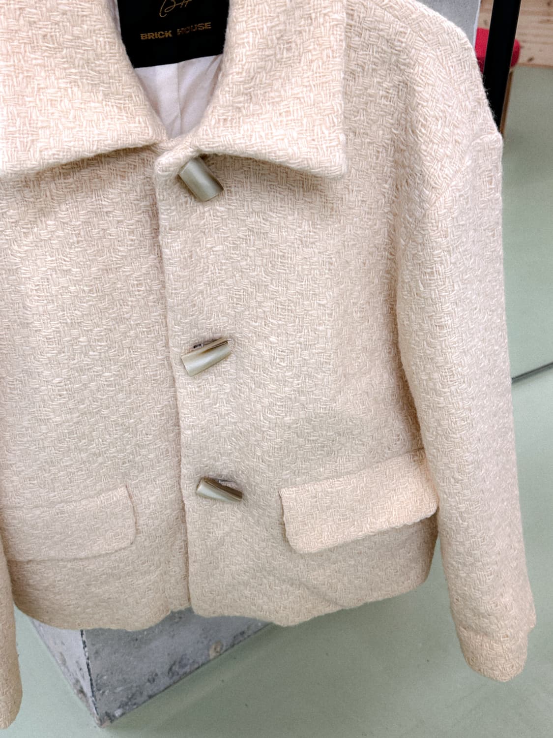 cream tweed half coat 상품이미지5