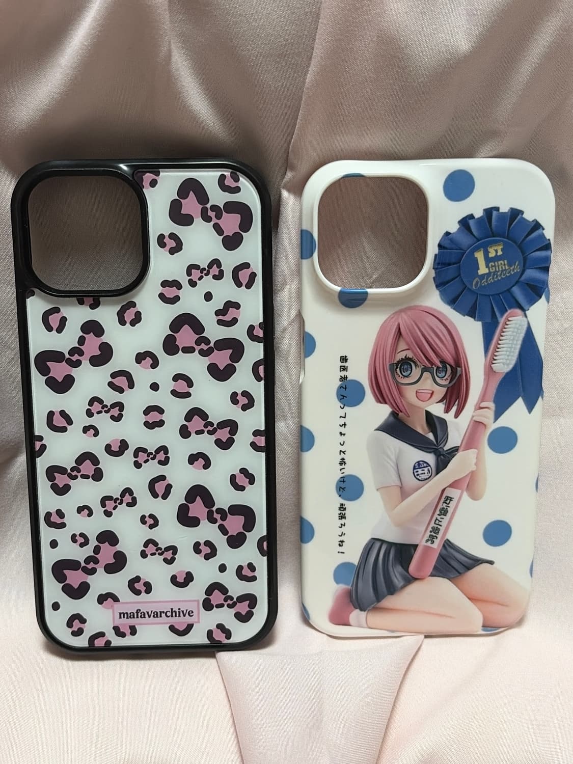 아이폰 15 갸루 케이스   미소녀 애플 레오파드 애니 캐릭터 상품이미지1