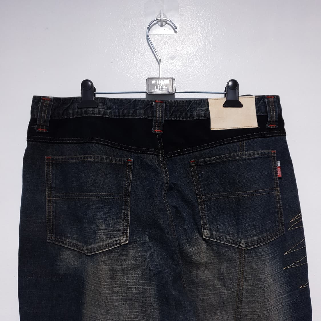 36인치) 후부 빅로고 데님 올드스쿨 힙합 패치워크 와이드 데님 팬츠 상품이미지10