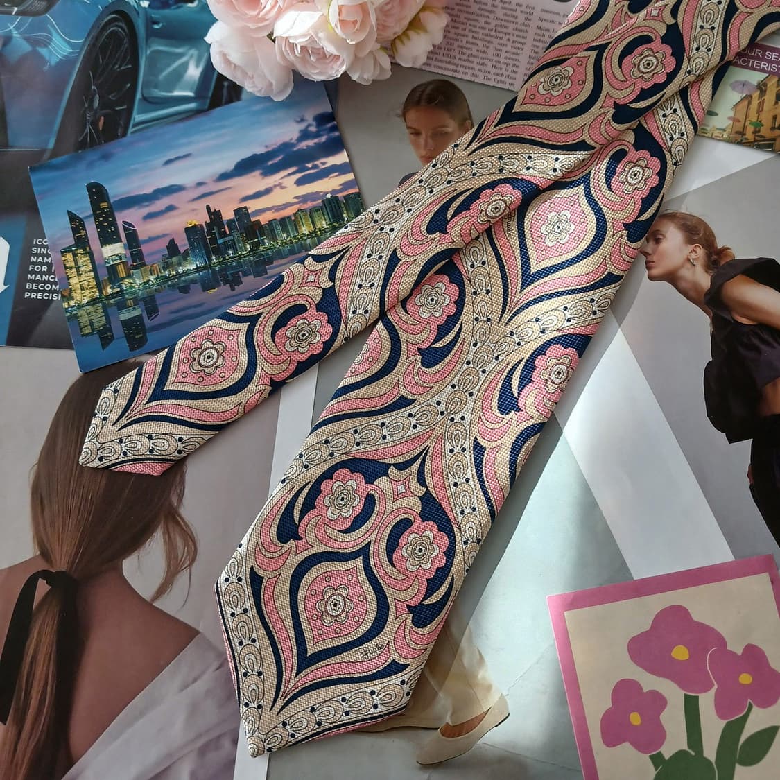 에밀리오 푸치 실크 핑크 플로럴 넥타이 9.2cm A등급 A18994
 상품이미지2