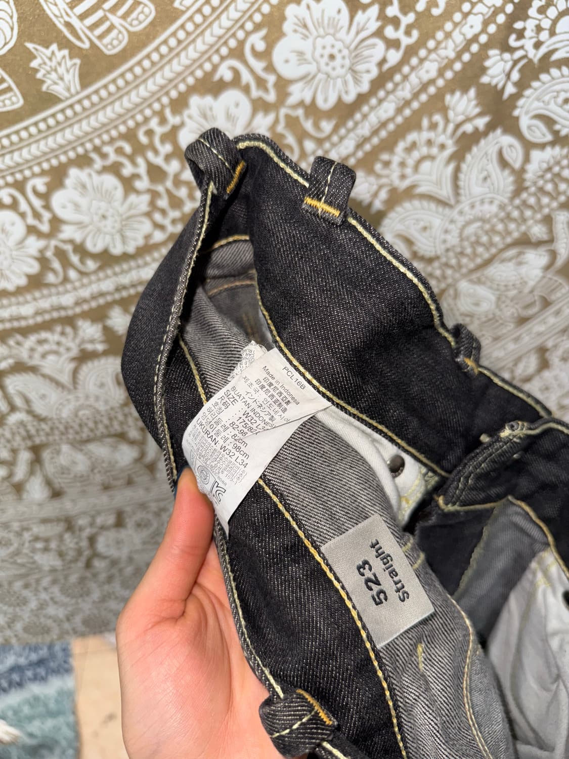 리바이스 523 스트레이트핏 워싱 흑청 데님팬츠  상품이미지8