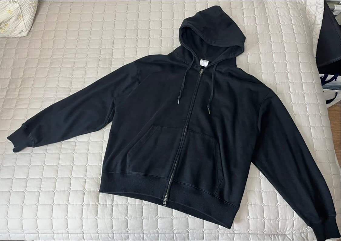 토피 2WAY 스웻 후드 집업 블랙  L 상품이미지1