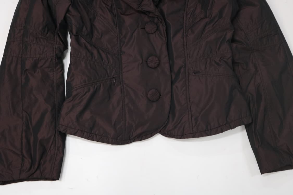 히로코 코시노 빈티지 셔링 카라 초코 브라운 퀼팅 자켓 상품이미지4