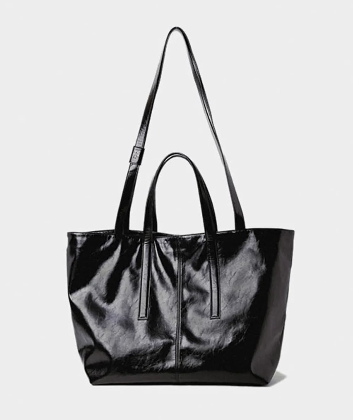 밈더워드로브 크랙 레더 빅 토트백 블랙 상품이미지2