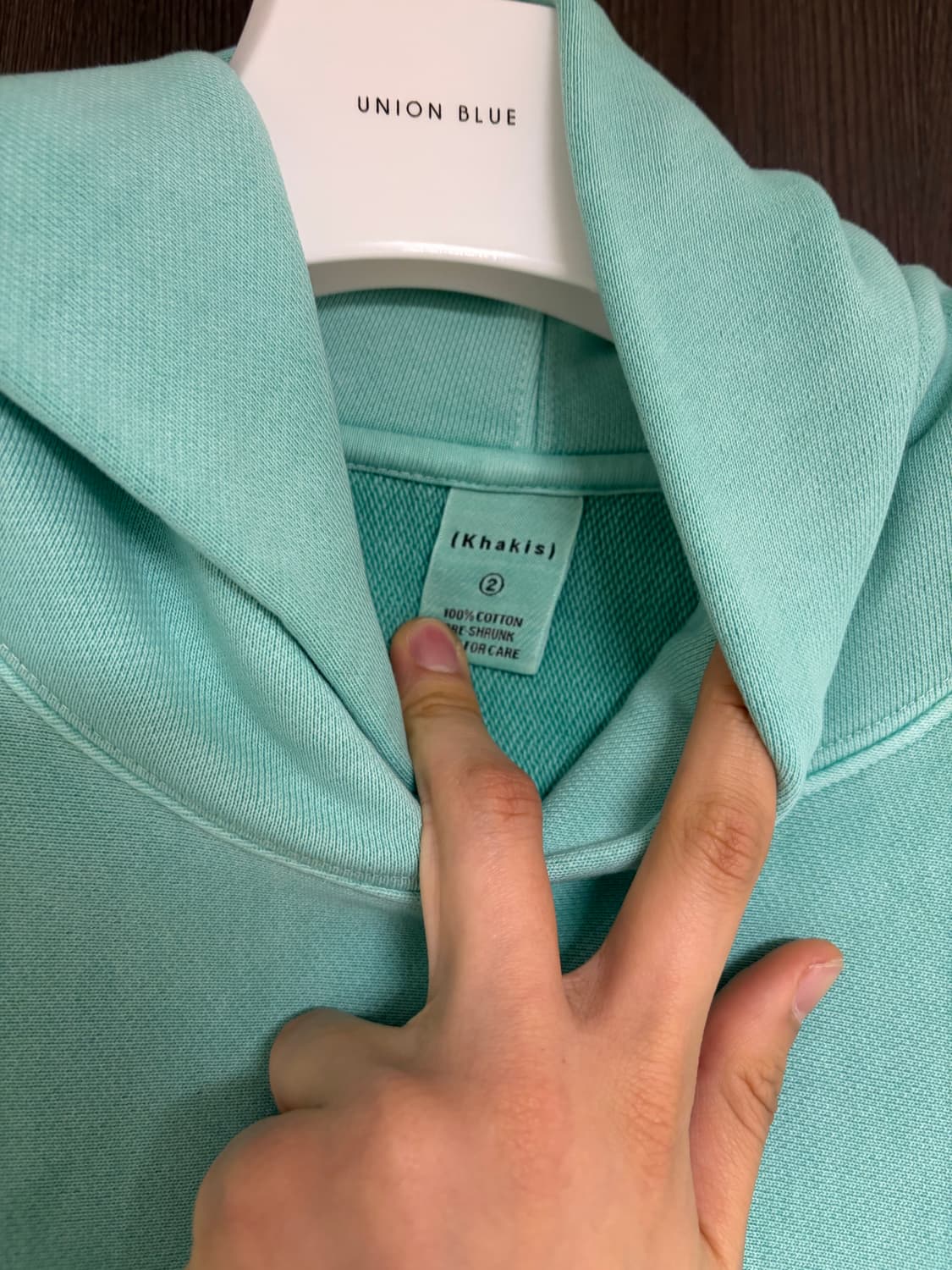 KHAKIS 카키스 오버다이드 후드티 민트 그린 M 상품이미지3