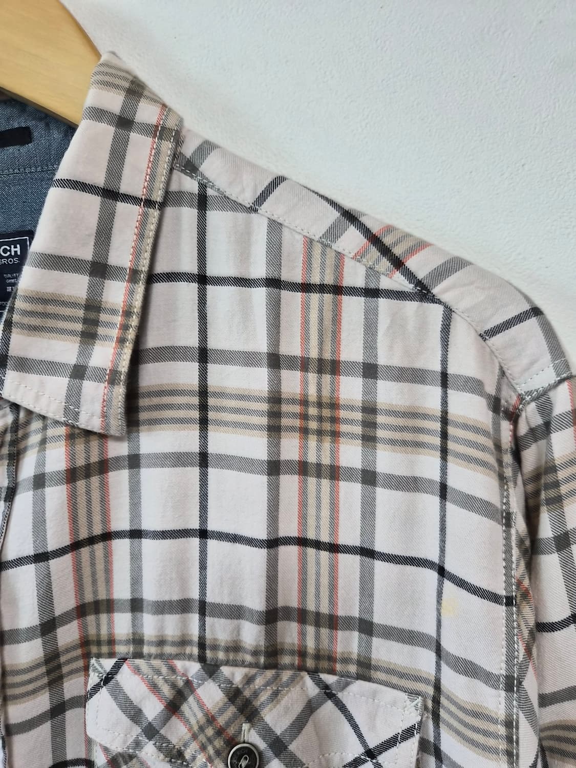 울리치WoolRich 베이지 투포켓 체크 셔츠 L - S437 상품이미지3