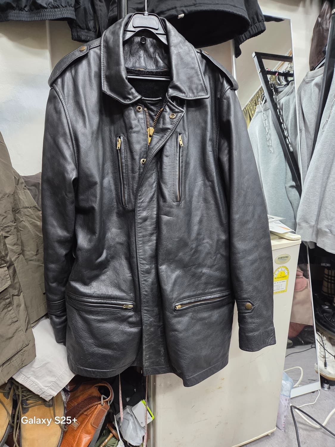 남성   블랙   가죽   자켓 상품이미지1