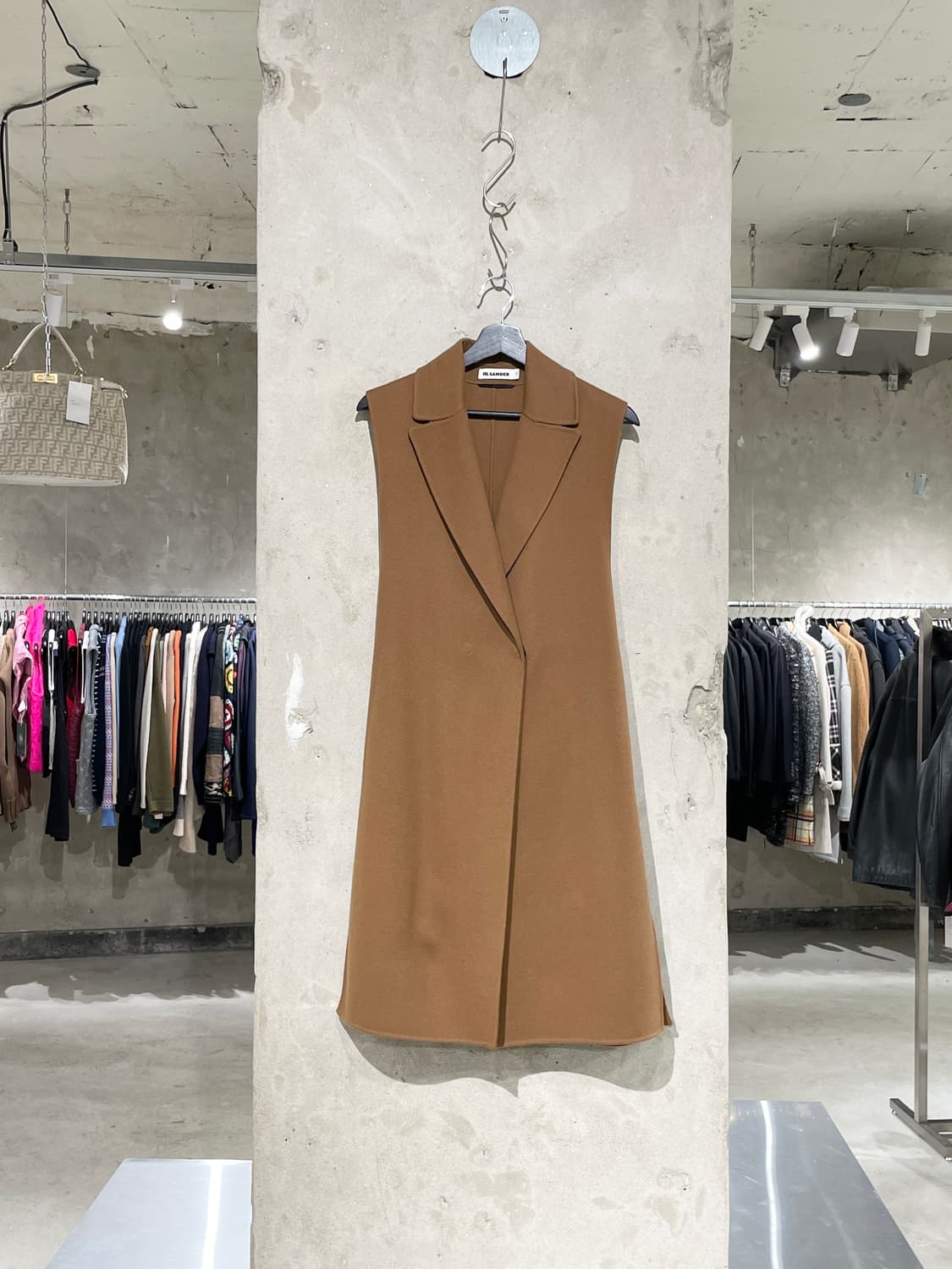 질샌더 카멜 울 캐시미어 롱 베스트 상품이미지1