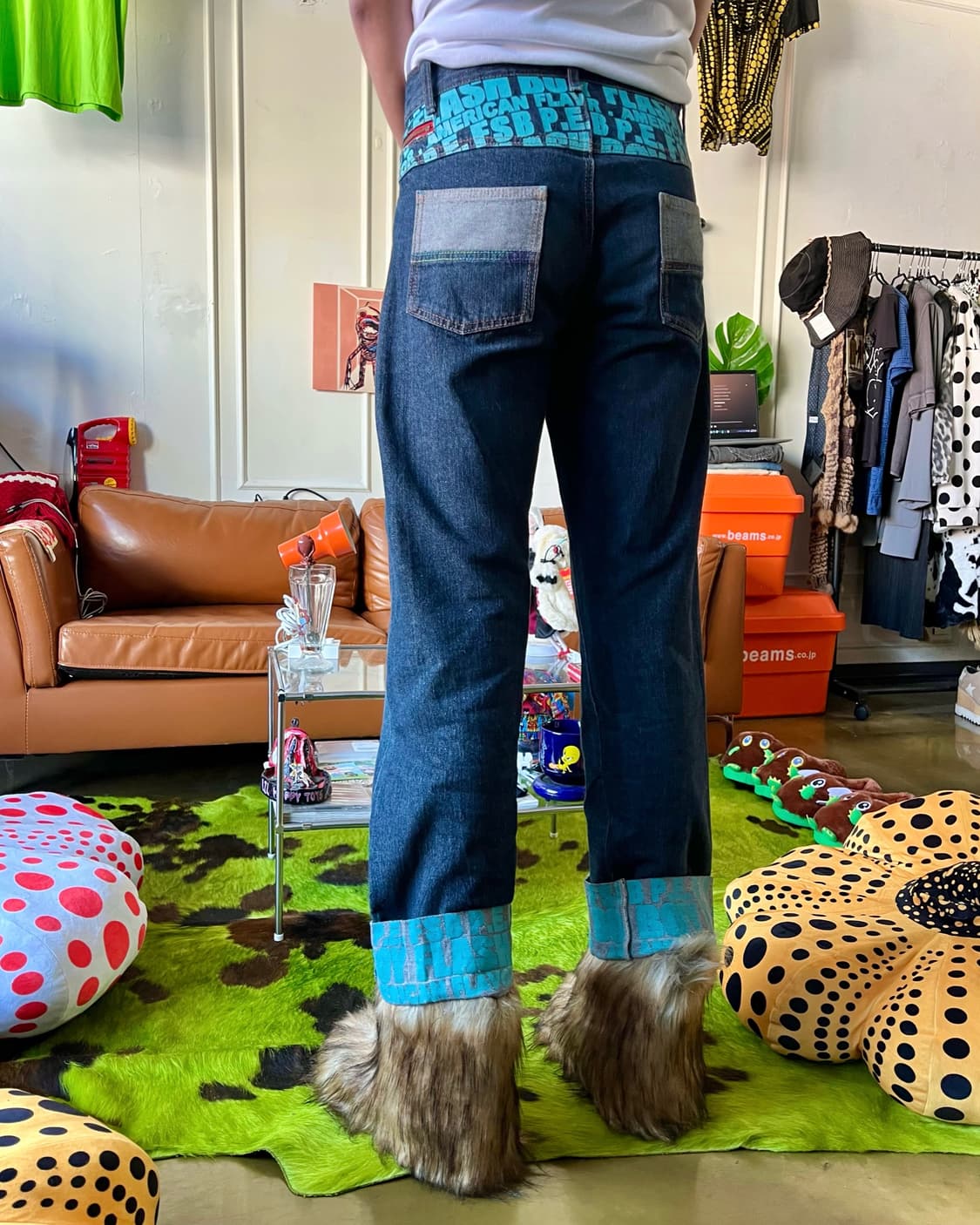 90-00s JPN Graffiti Docking Denim Pants 상품이미지2