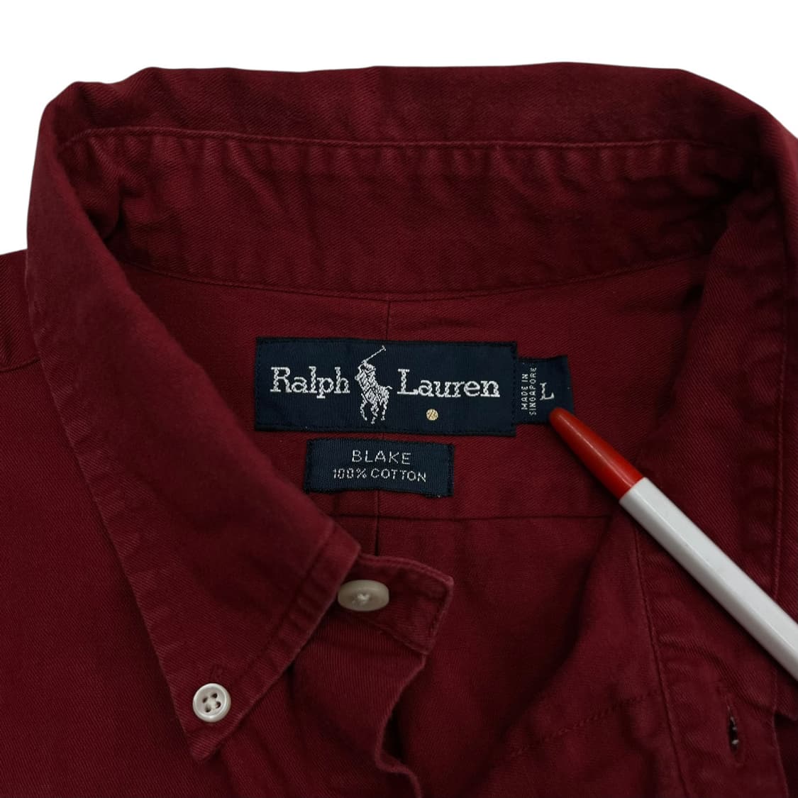 폴로 랄프로렌 90s 네이비포니 톤다운레드 셔츠 L 상품이미지5