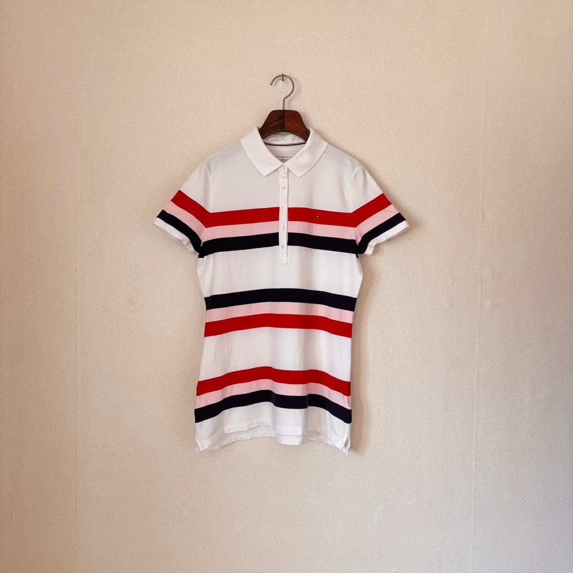 타미힐피거 반팔 폴로 티셔츠 M 피케 스판 클래식핏 스트라이프 상품이미지2