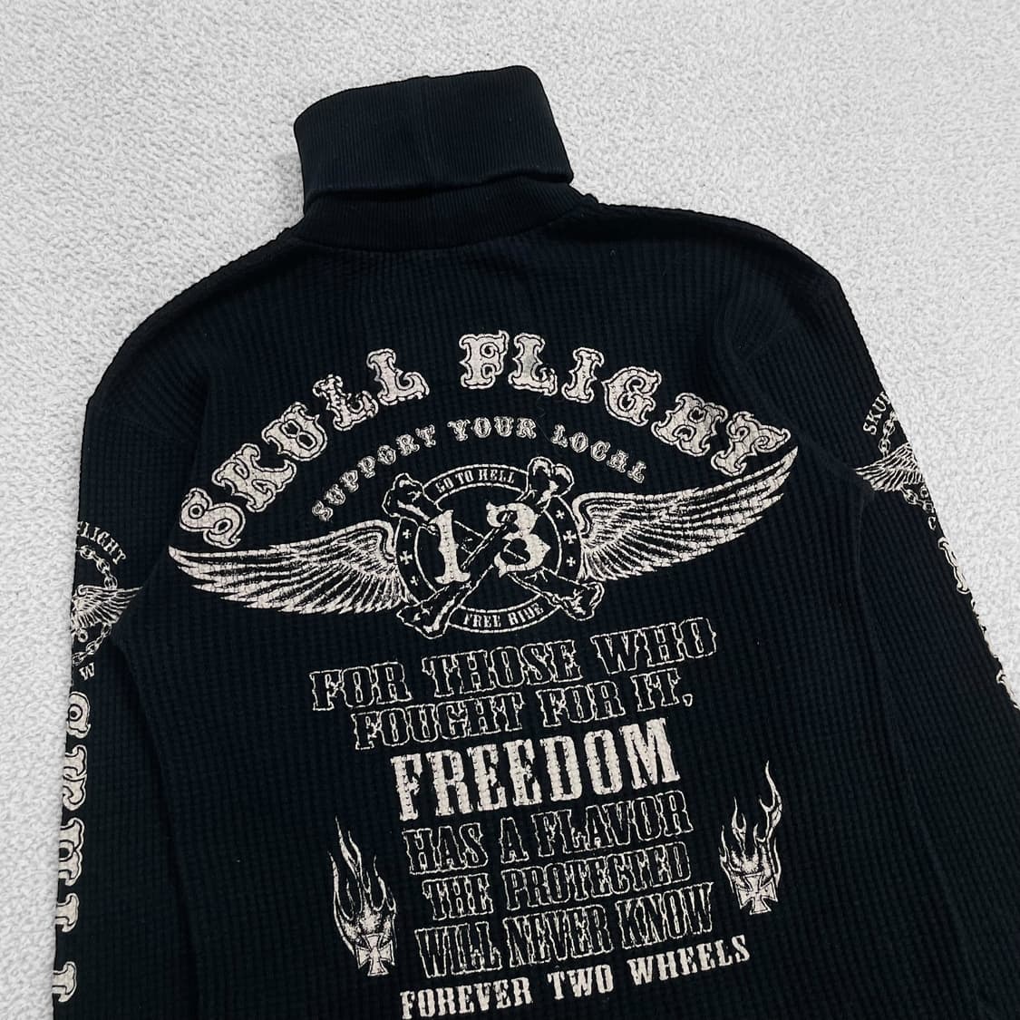 skull flight 스컬 플라이트 y2k 펑크 와플 터틀넥 롱슬리브 상품이미지3