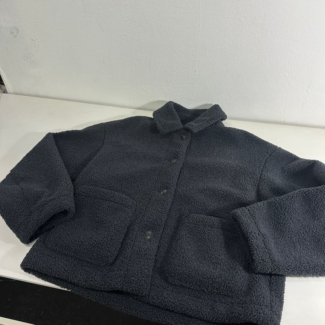 우먼M 유니클로 먹색 뽀글이후리스자켓 플리스자켓 상품이미지1