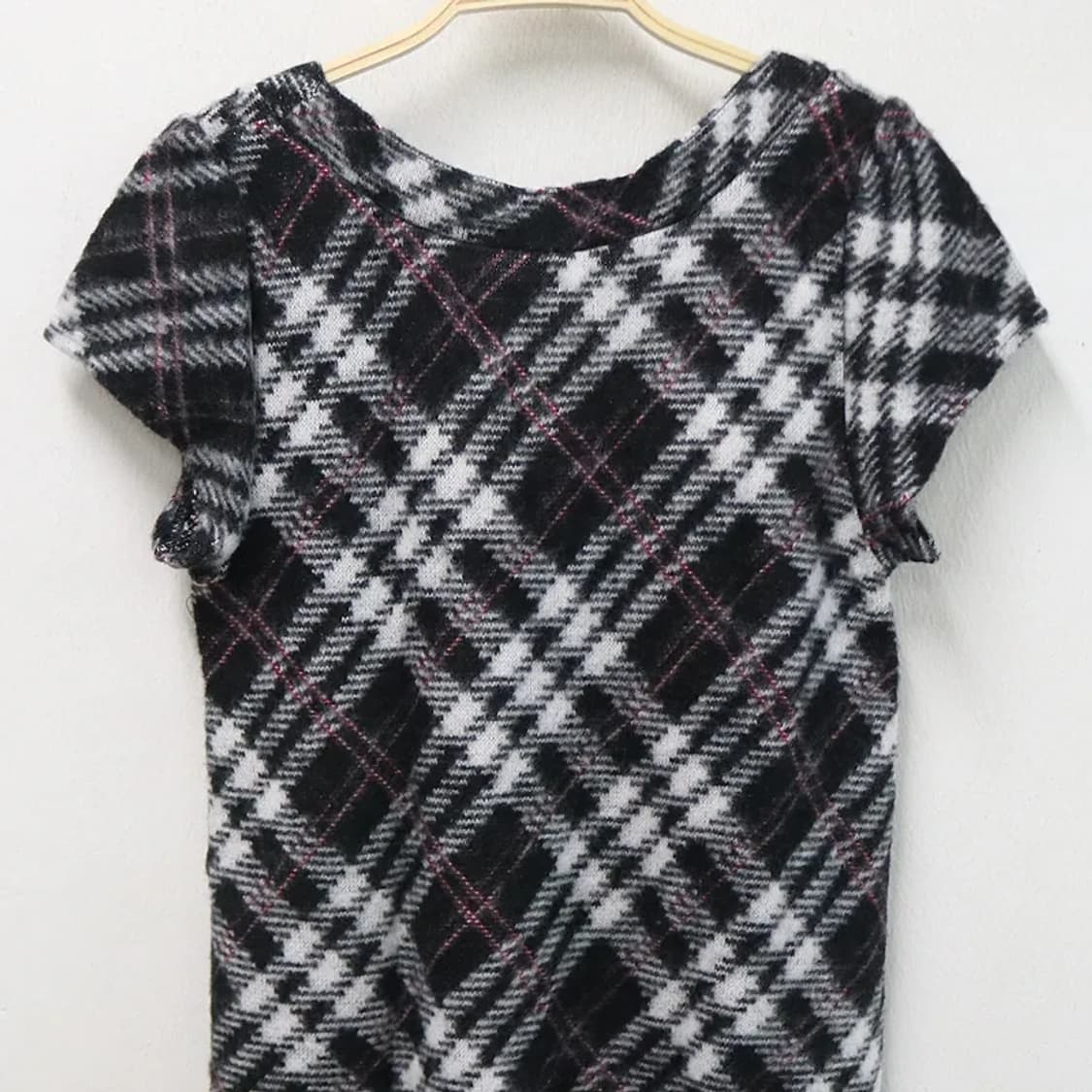 [미사용품] 체크 니트 반팔 원피스 62076 상품이미지6