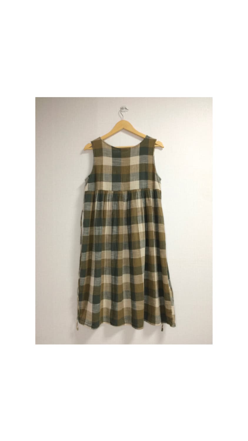 빈티지 그린 브라운 체크 원피스 상품이미지5