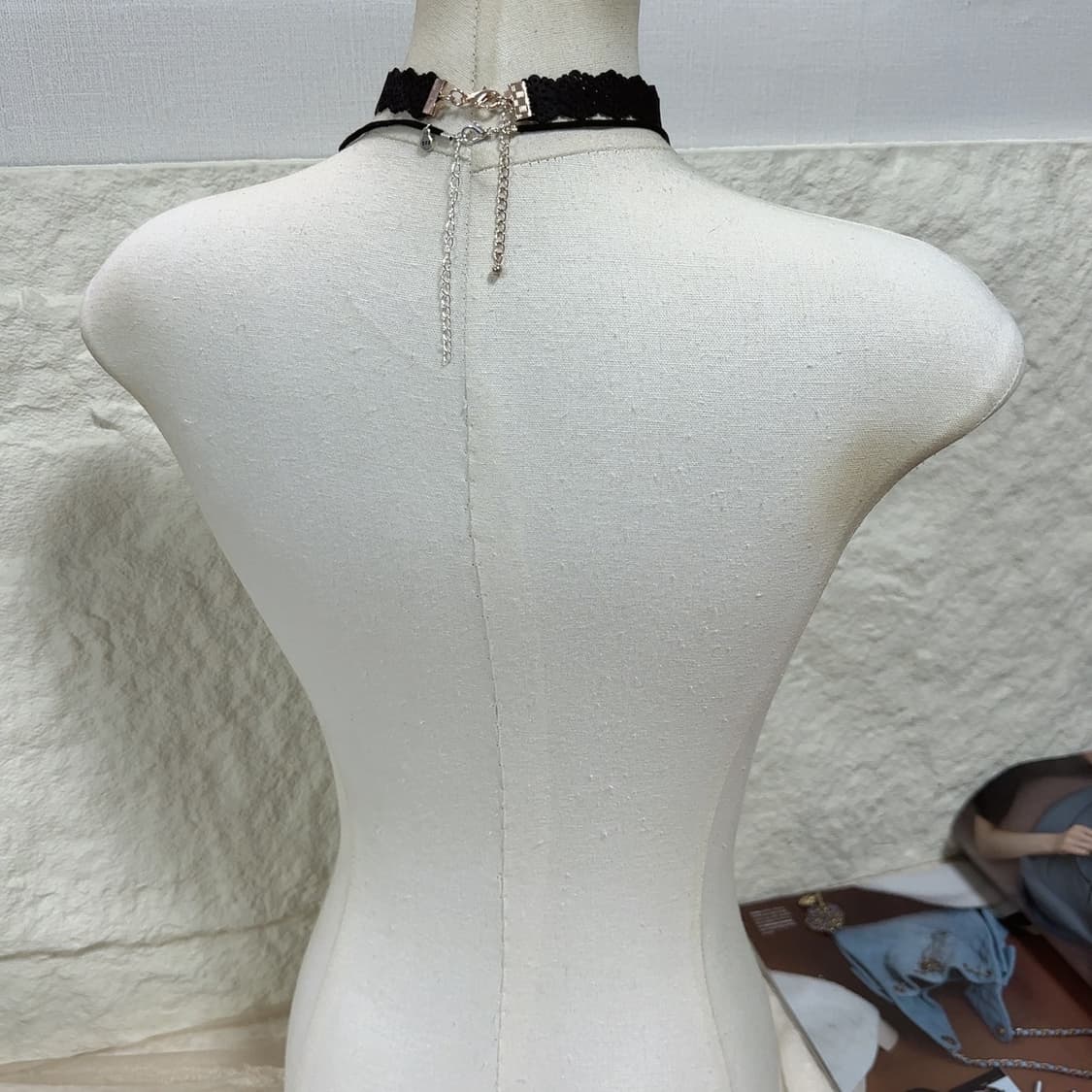 빈티지  레이스 플라워  스웨이드 초커 목걸이 세트 상품이미지3